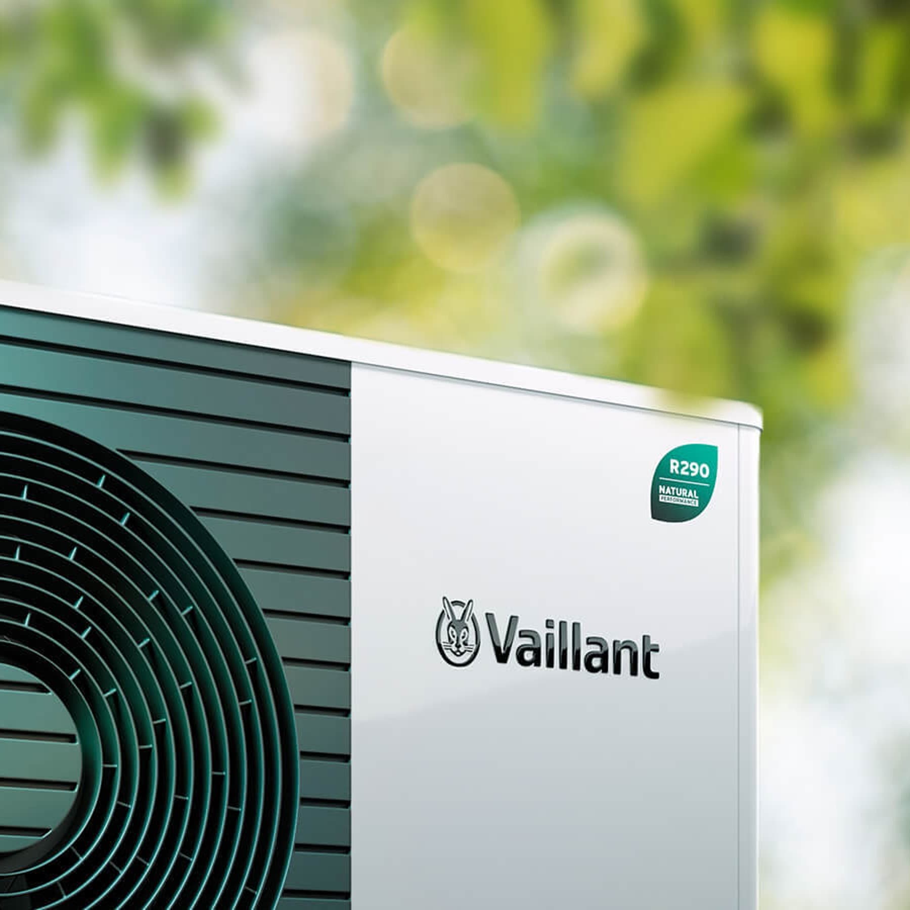 Una bomba de calor con etiqueta R290.